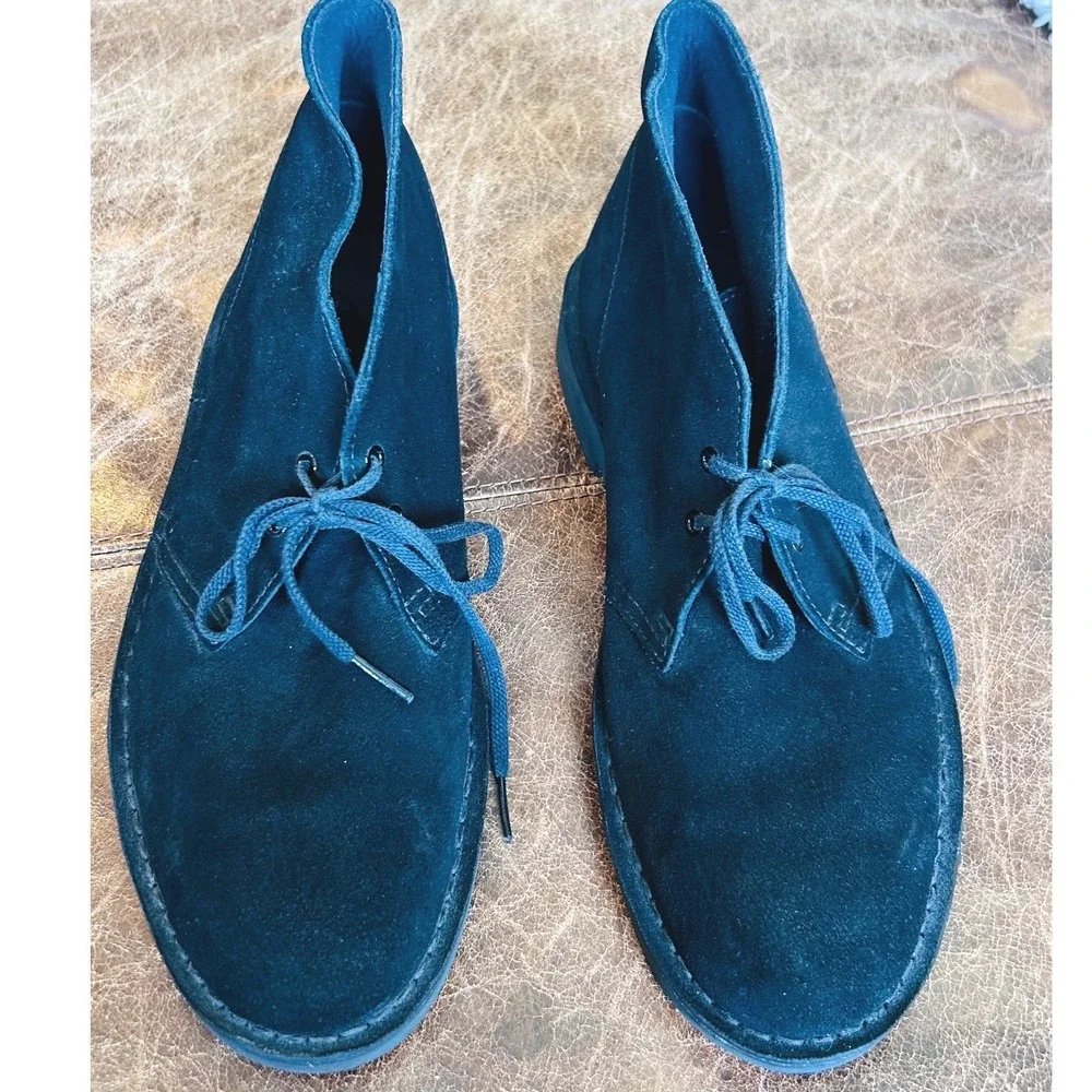 Clarks Mens Desert Boots Navy Blue Suede Chukka Lace Up Size 9M
